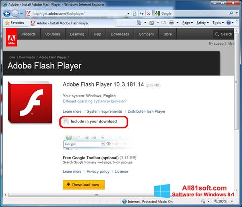 Screenshot Adobe Flash Player Windows 8.1