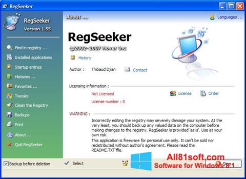 Screenshot RegSeeker Windows 8.1