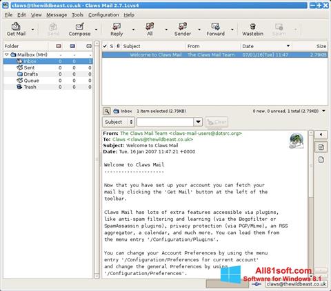 Screenshot Claws Mail Windows 8.1